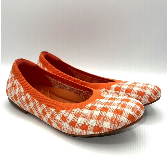 Vivaia Shoes - Vivaia Claire Round Toe Flats Comfort Citrus Orange Gingham Sz EU 39.5 (US 8.5)